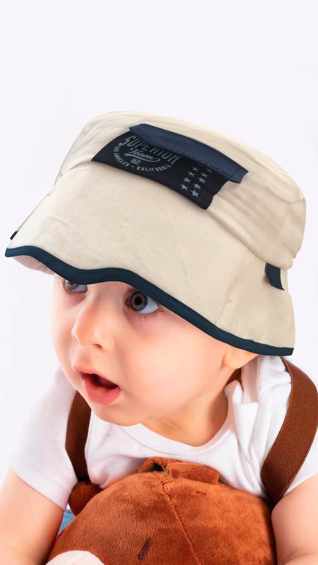 Little Kid's Fedora Hat in cream color, made from soft cotton and polyester, perfect for summer sun protection.