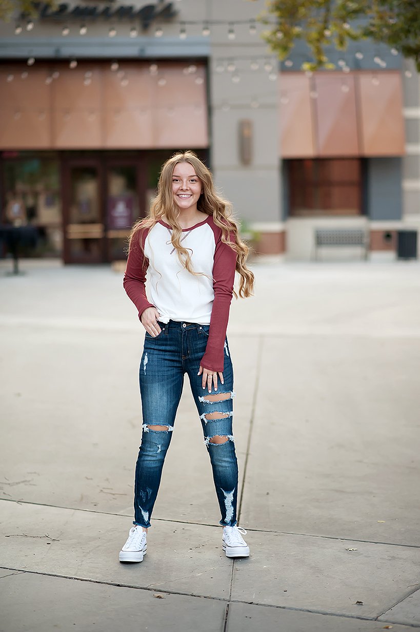 Long sleeve thermal baseball tee in ivory and red, showcasing its stylish design and comfortable fit.