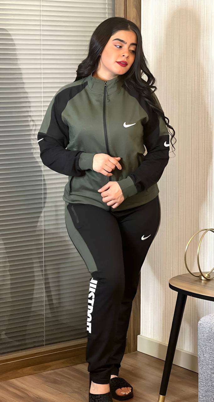 Long sleeved front zipper hoodie paired with stylish jogger pants, showcasing a cozy winter outfit.