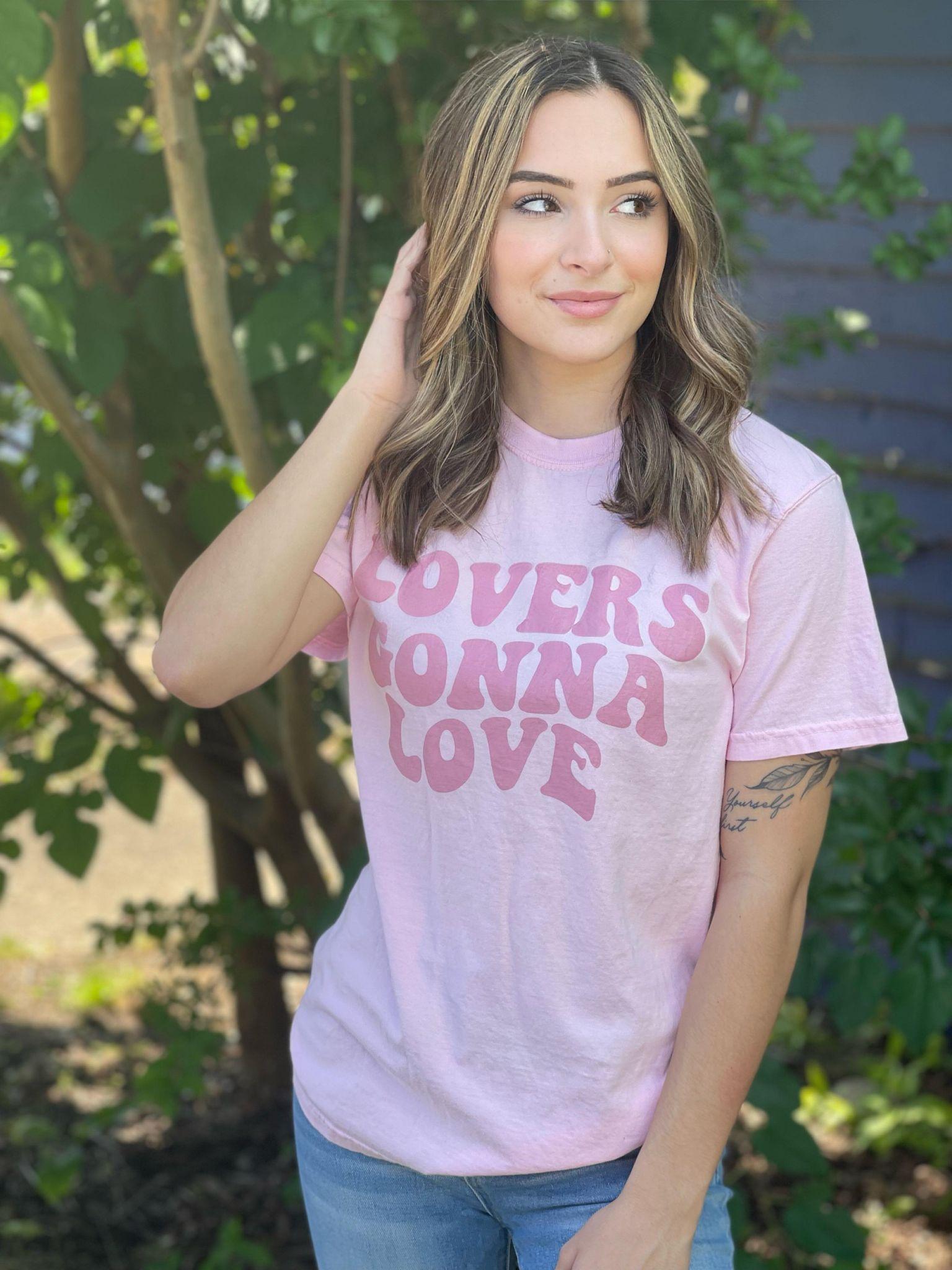 Lovers Gonna Love Tee featuring a trendy tone on tone design, made from 100% cotton with a comfortable oversized fit.