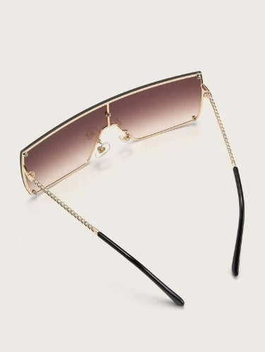 Lux Flat Top Sunglasses featuring a gold frame and brown lenses, designed in a stylish square shape.