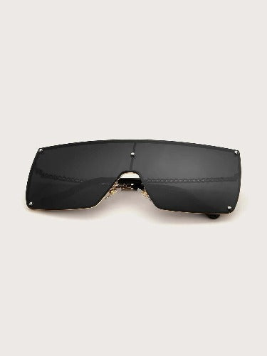 Lux Flat Top Sunglasses featuring a square shape, metal frame, and black lenses, perfect for boho style and UV protection.