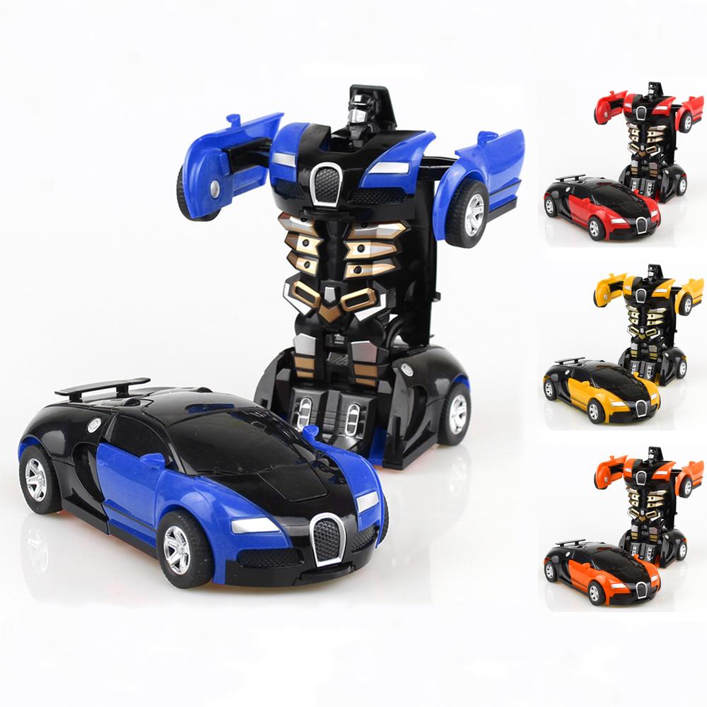 Magic Cartoon Robot Sports Kids Transformation Car, a colorful toy that transforms from a car to a robot, designed for children aged 3 and up.