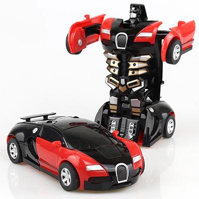 Magic Cartoon Robot Sports Kids Transformation Car, a colorful toy that transforms from a car to a robot, designed for children aged 3 and up.