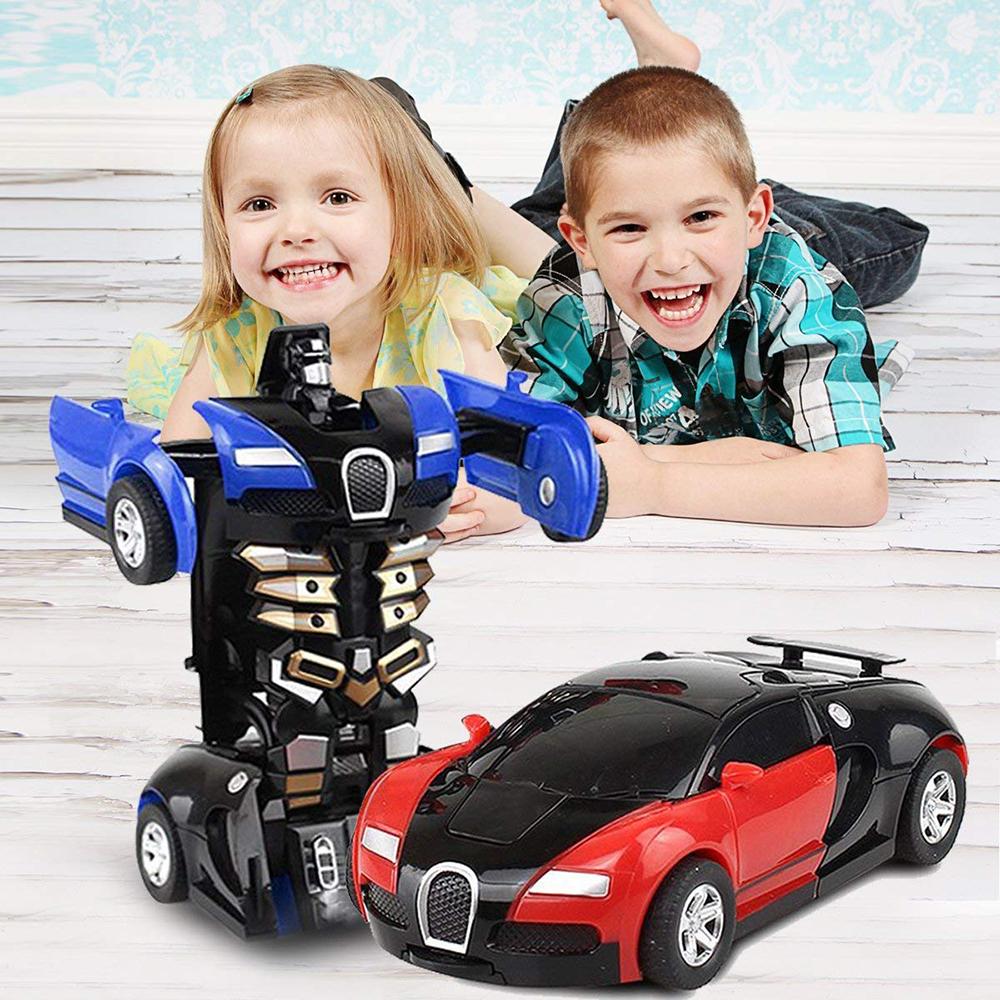 Magic Cartoon Robot Sports Kids Transformation Car, a colorful toy that transforms from a car to a robot, designed for children aged 3 and up.