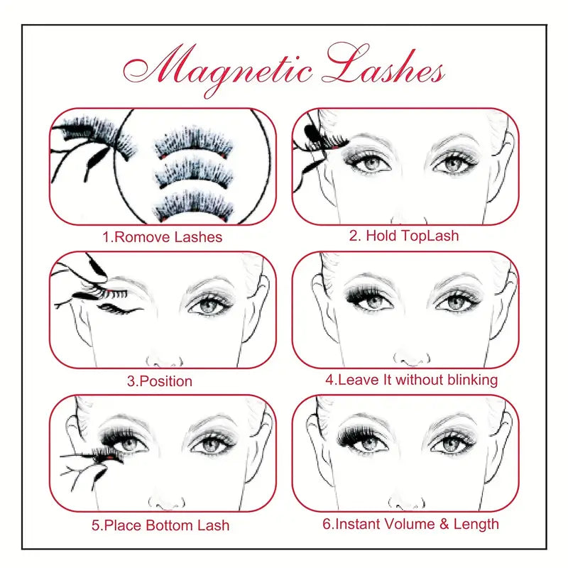 Magnetic Eyelash Kit featuring reusable false eyelashes and applicator tweezer for easy application.