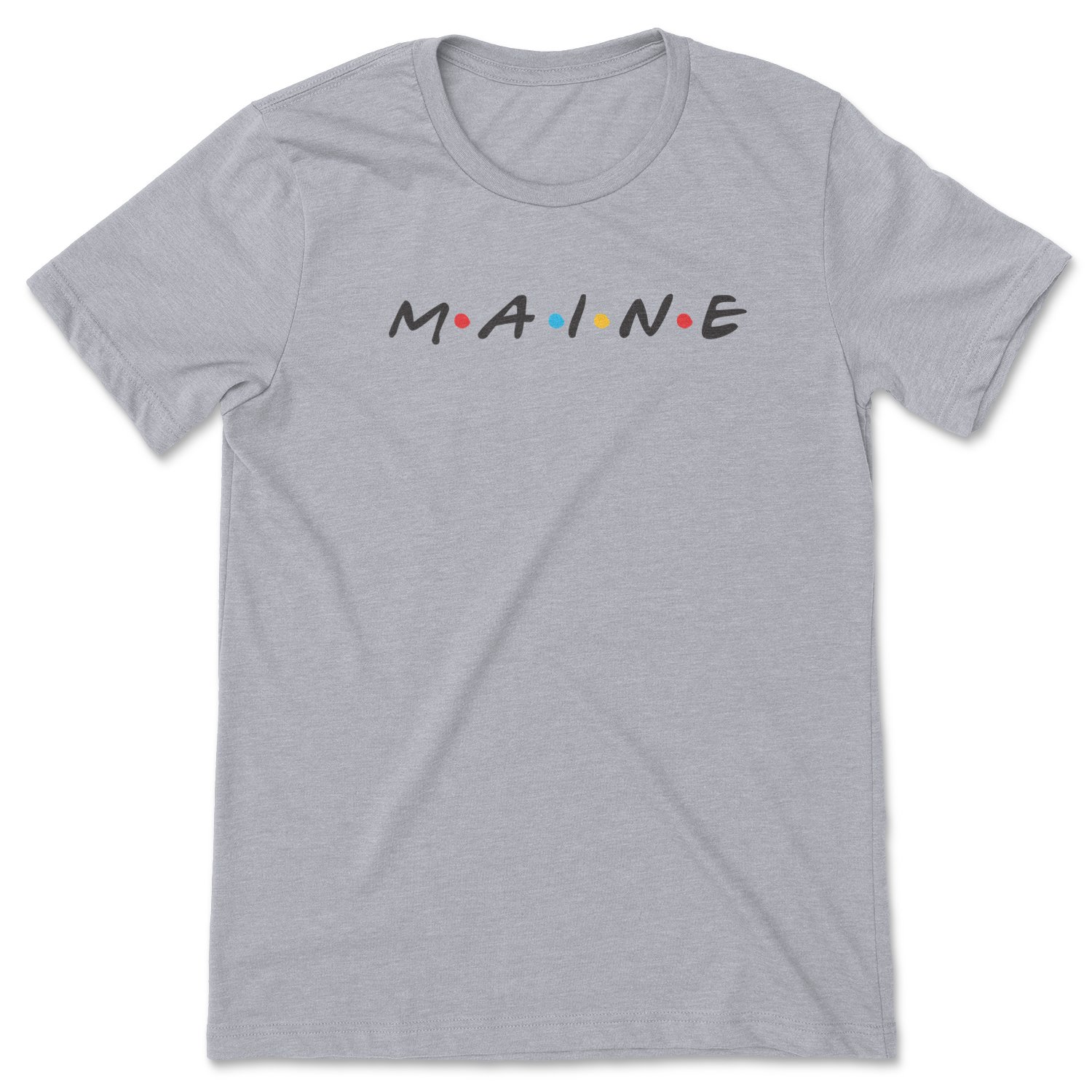 Maine Friends Tee featuring a stylish design inspired by the Friends TV show, showcasing state pride and comfort.