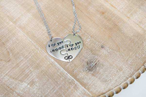 Mama & Mama's Mini Necklaces featuring stainless steel design with adjustable chain length.