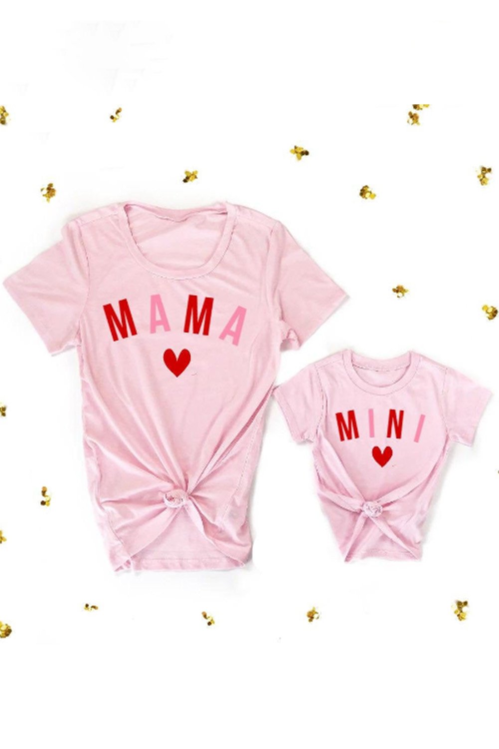 MAMA Matching Tee featuring a chic slogan print, made from lightweight cotton-poly fabric, designed for comfort and style.