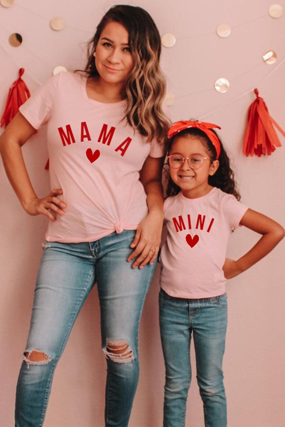 MAMA Matching Tee featuring a chic slogan print, made from lightweight cotton-poly fabric, designed for comfort and style.