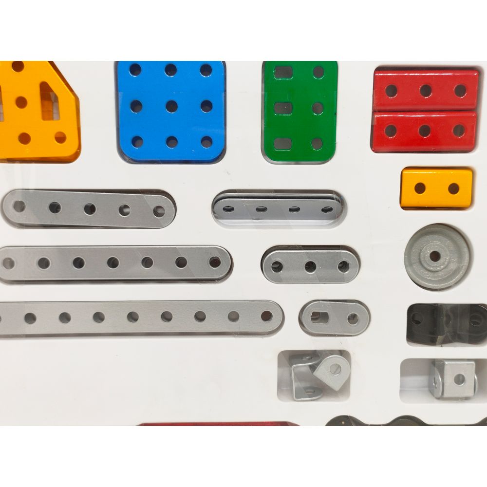 Colorful metal and plastic brackets