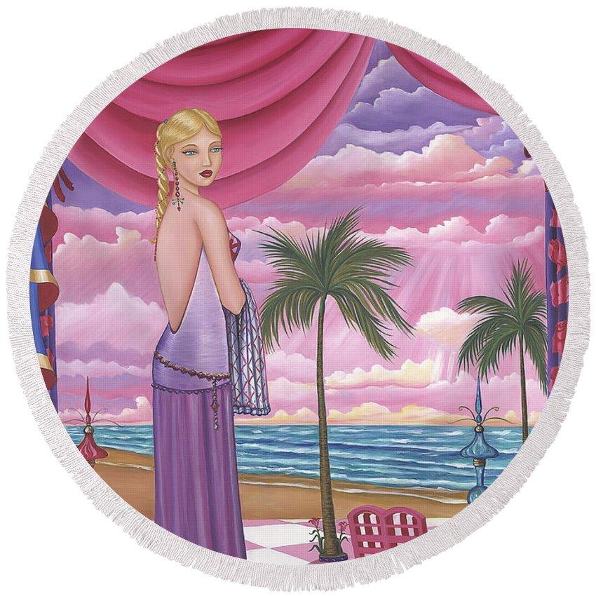 Melissa Round Beach Towel, 60 inches in diameter, featuring ultra-soft plush microfiber and a stylish design.