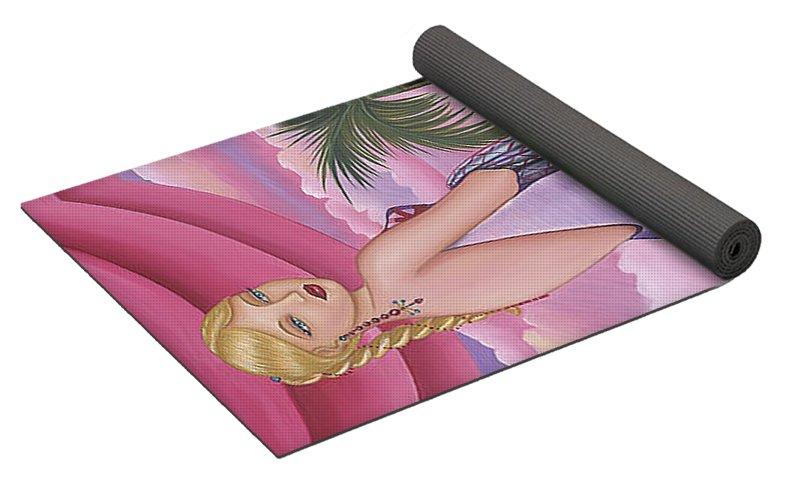 Melissa Yoga Mat featuring eco-friendly design, textured black back, and stylish printed top.