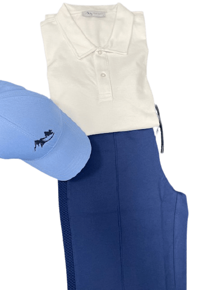 Men's Casual Wear Matched Set featuring a breathable polo shirt, lightweight Bermuda shorts, and an outdoor hat with Sierra Mountain Logo.