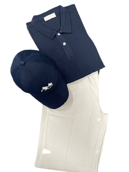 Men's Casual Wear Matched Set featuring a breathable polo shirt, lightweight Bermuda shorts, and an outdoor hat with Sierra Mountain Logo.