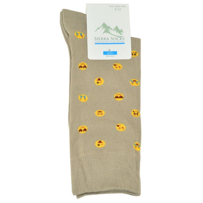 Men's combed cotton socks featuring a colorful emoji design, perfect for adding fun to any outfit.