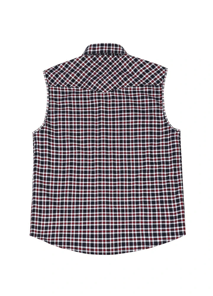 Men's flannel cotton plaid vest in a stylish design, showcasing its soft texture and plaid pattern.