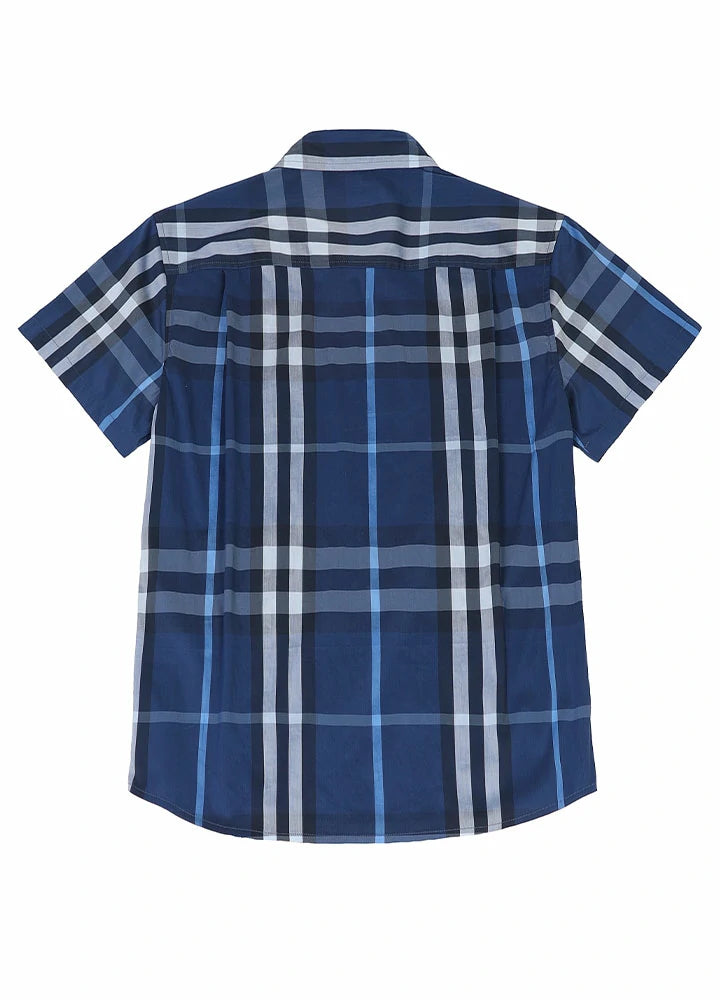 Men's lightweight plaid short sleeve shirt featuring a classic design and front chest pocket, perfect for casual wear.