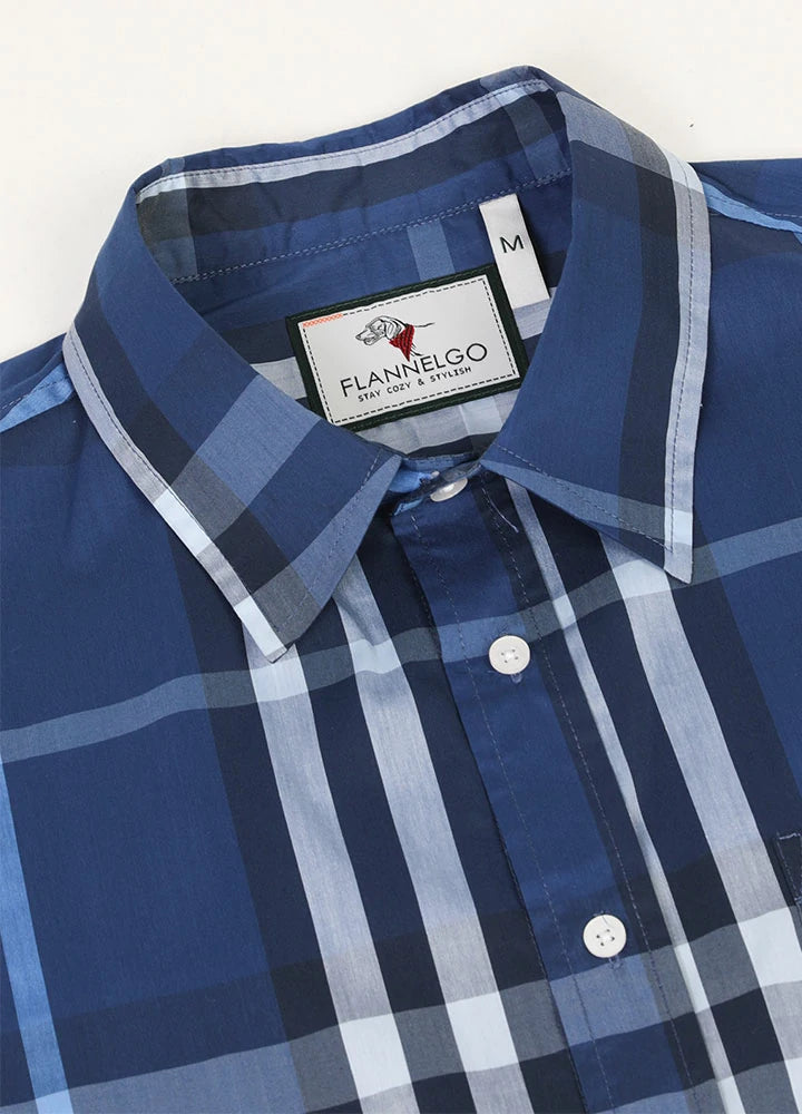 Men's lightweight plaid short sleeve shirt featuring a classic design and front chest pocket, perfect for casual wear.