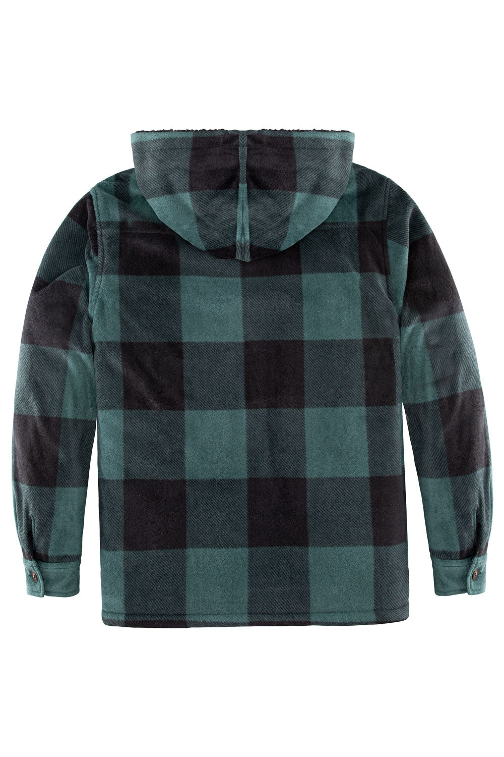 Men's Matching Family Fleece Green Plaid Shirt Jacket featuring a festive pine pattern and soft fleece lining, perfect for holiday gatherings.