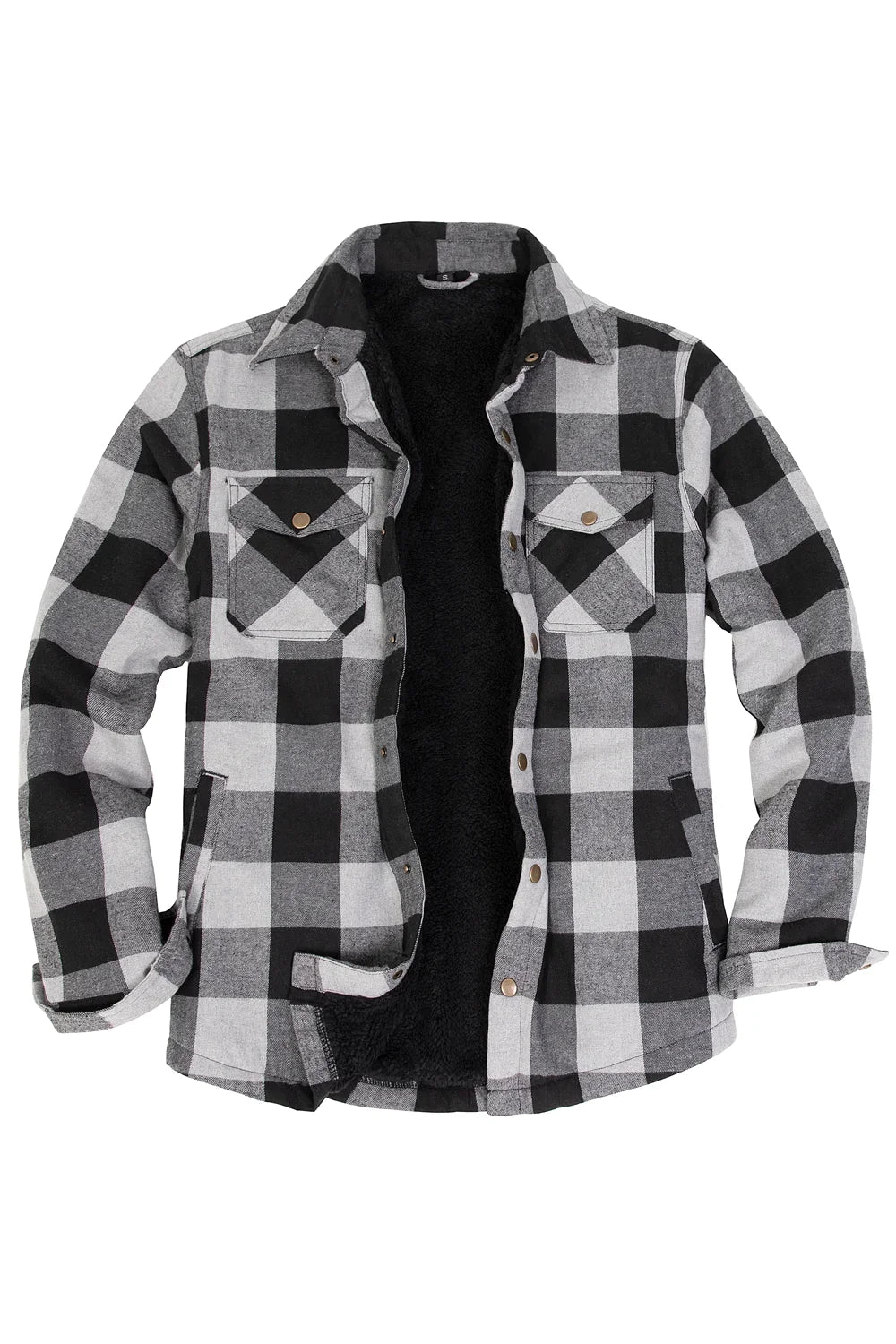 Men's Matching Family Snap Front Shacket in black and white plaid, perfect for holiday gatherings and family photos.