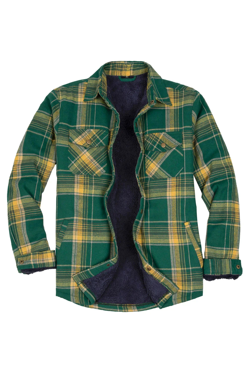 Men's Matching Family Snap Front Green Plaid Shacket featuring a cozy design and festive plaid pattern, perfect for holiday gatherings.