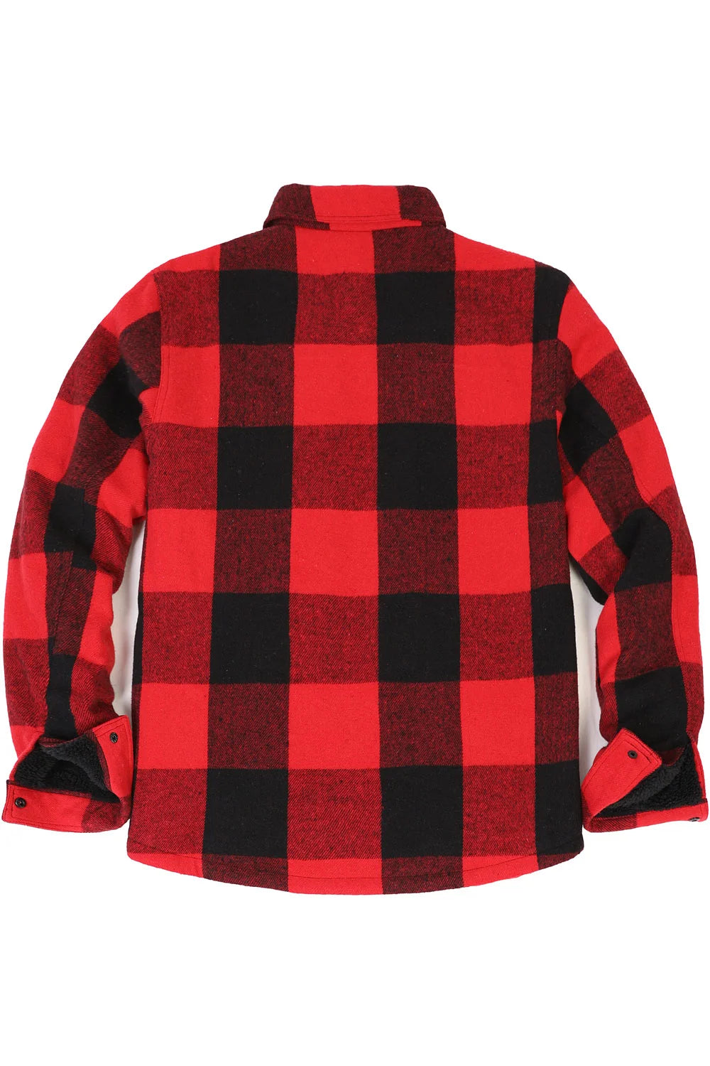 Men's Sherpa Lined Thick Flannel Shirt Jacket in plaid pattern, featuring snap buttons and utility pockets, perfect for winter wear.