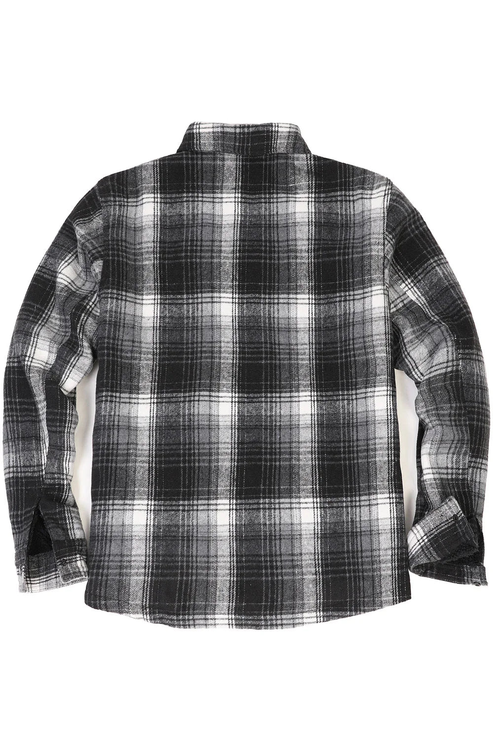 Men's Sherpa Lined Thick Flannel Shirt Jacket in plaid pattern, featuring snap buttons and utility pockets, perfect for winter wear.