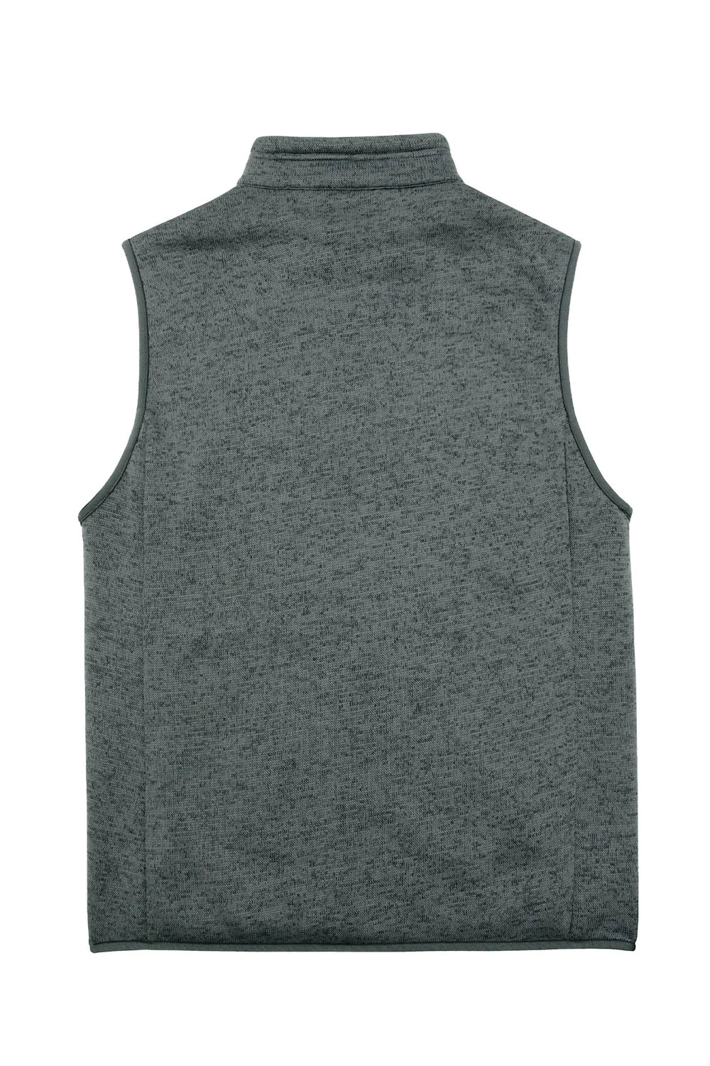 Men's sweater fleece vest with sherpa lining, full-zip closure, and stand-up collar, perfect for winter wear.