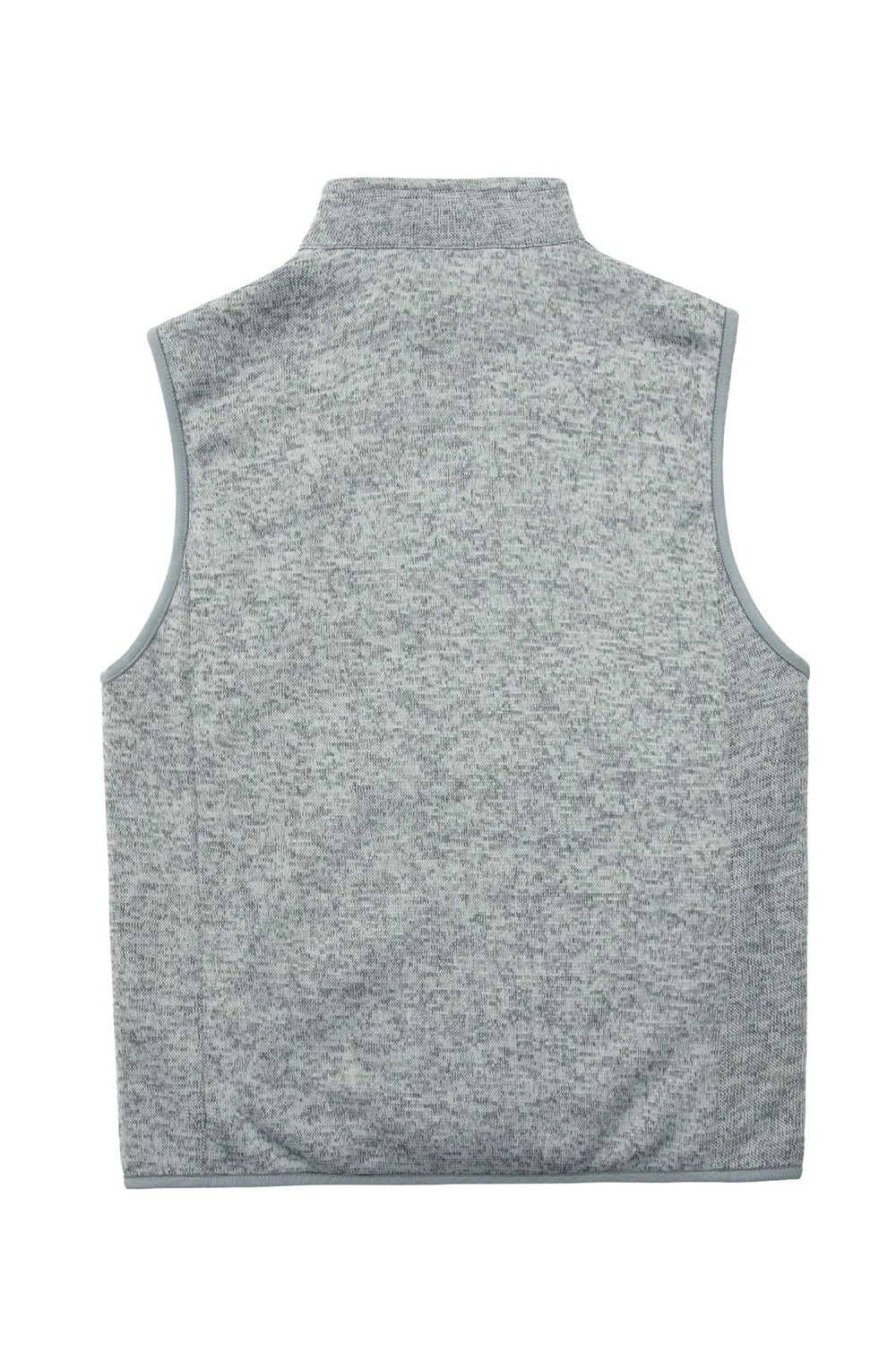 Men's sweater fleece vest with sherpa lining, full-zip closure, and stand-up collar, perfect for winter wear.