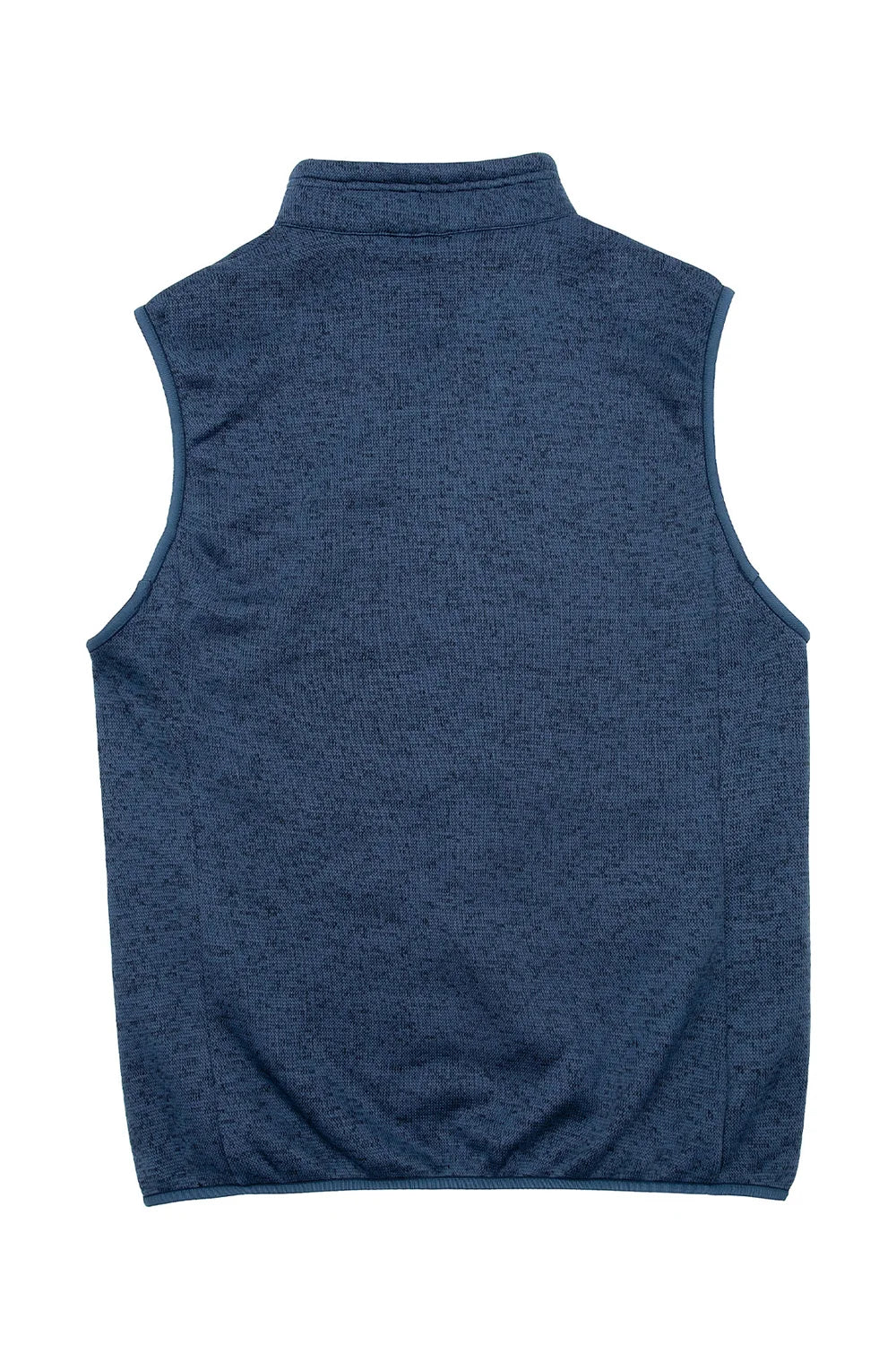 Men's sweater fleece vest with sherpa lining, full-zip closure, and stand-up collar, perfect for winter wear.