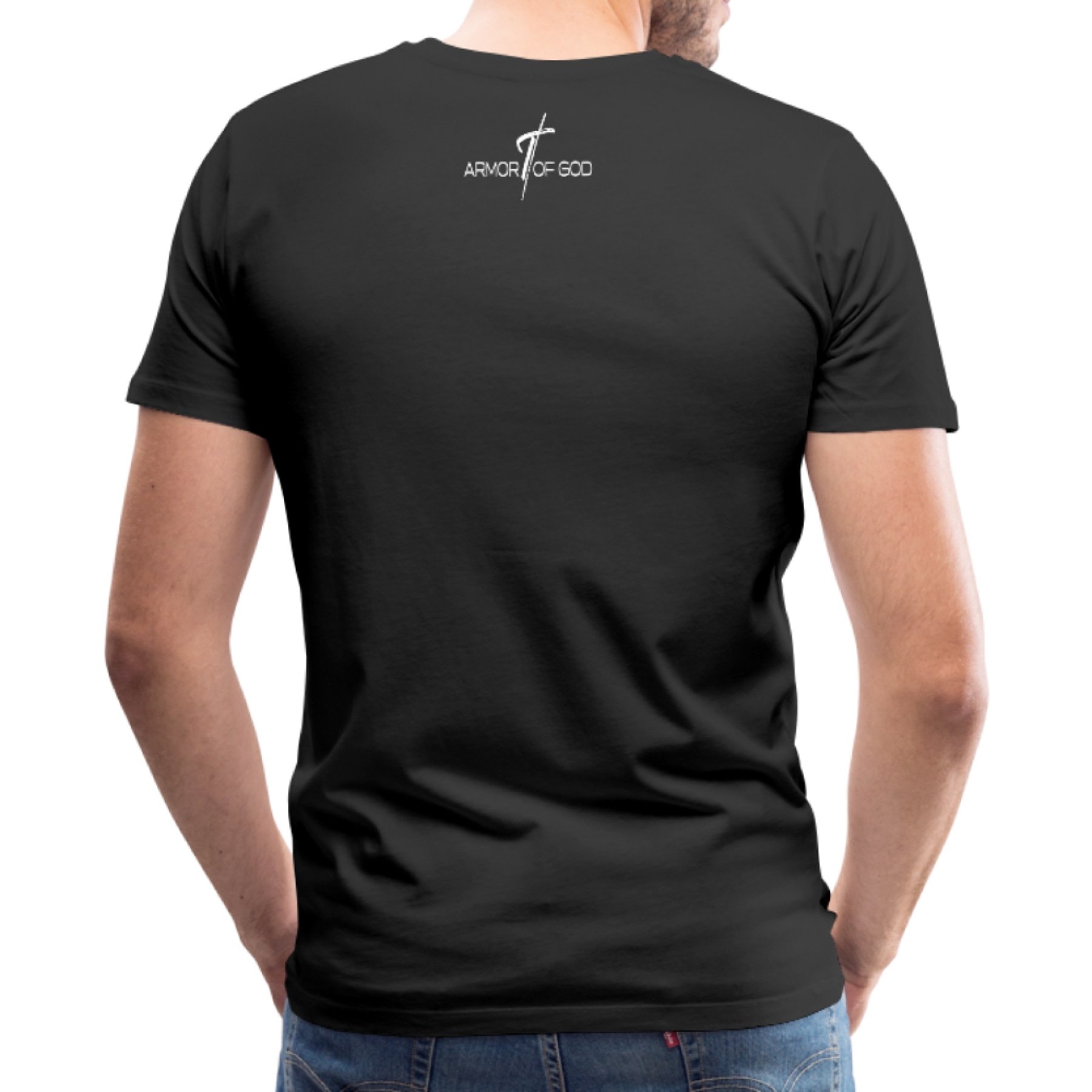 Men's T-shirt featuring Armor of God graphic design, made from soft pre-shrunk cotton with reinforced seams.