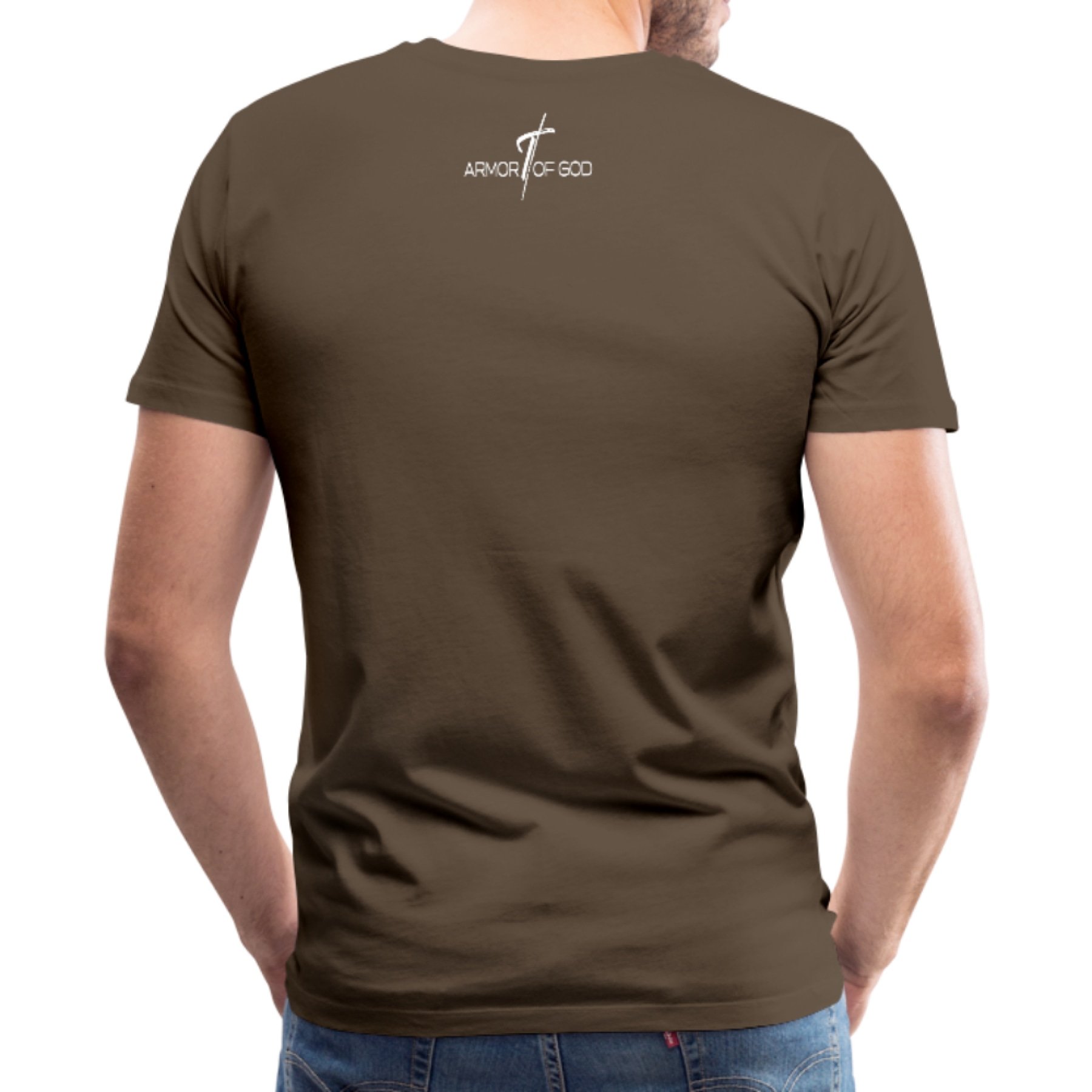 Men's T-shirt featuring Armor of God graphic design, made from soft pre-shrunk cotton with reinforced seams.