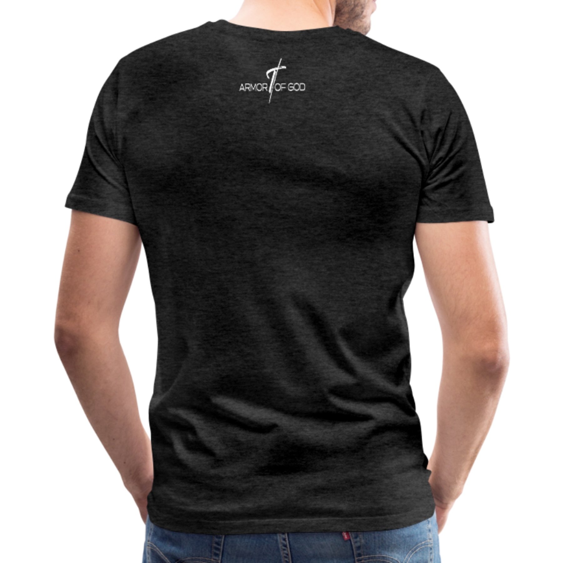 Men's T-shirt featuring Armor of God graphic design, made from soft pre-shrunk cotton with reinforced seams.