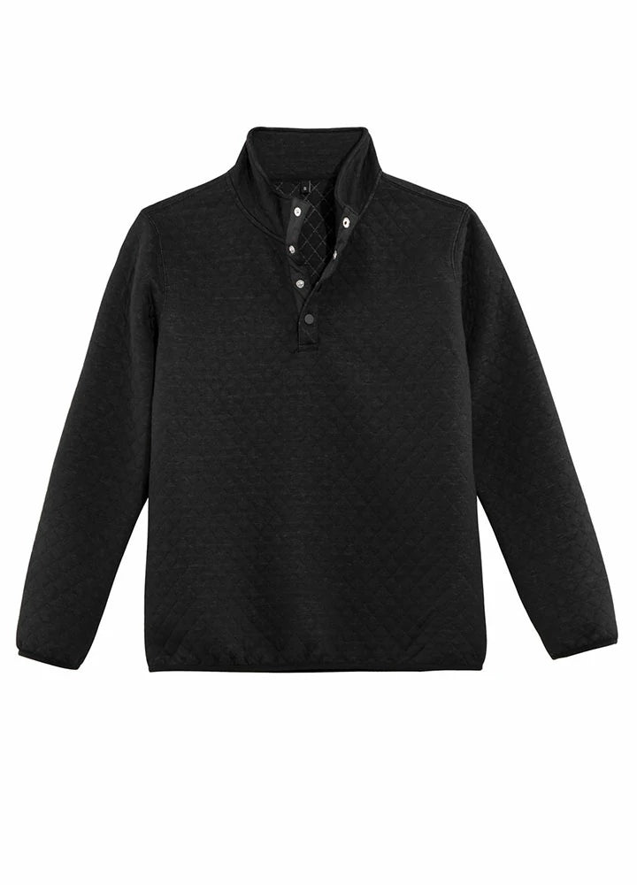 Men's Ultra Soft 1/4 Quilted Fleece Pullover in a stylish outdoor setting, showcasing its mock neck and quilted design.