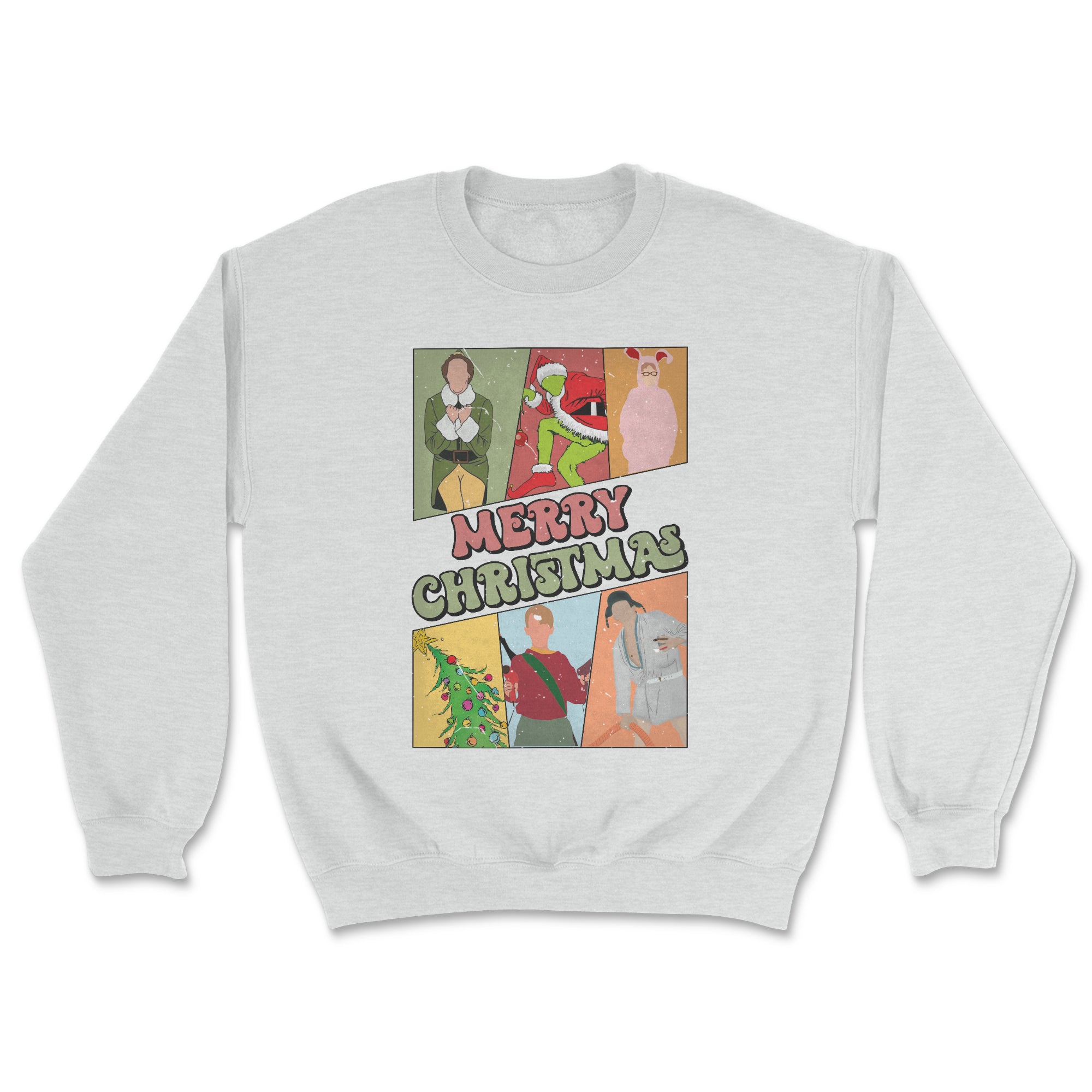 Merry Christmas Friends Sweatshirt featuring festive design, unisex fit, and soft fabric, perfect for holiday celebrations.