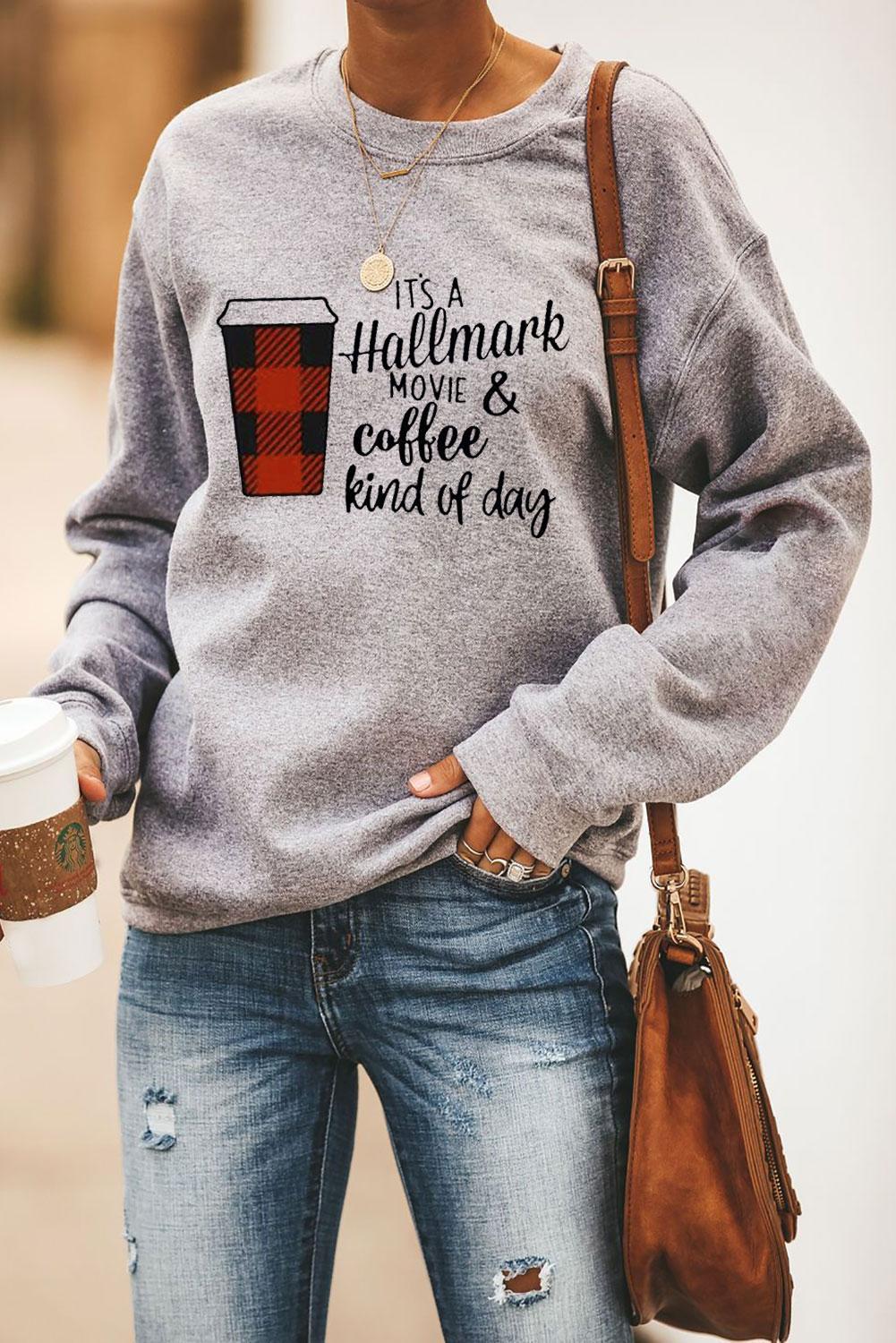 Merry Christmas Letters Print Pullover Sweatshirt featuring oversized fit, crew neck, and festive print, perfect for holiday wear.