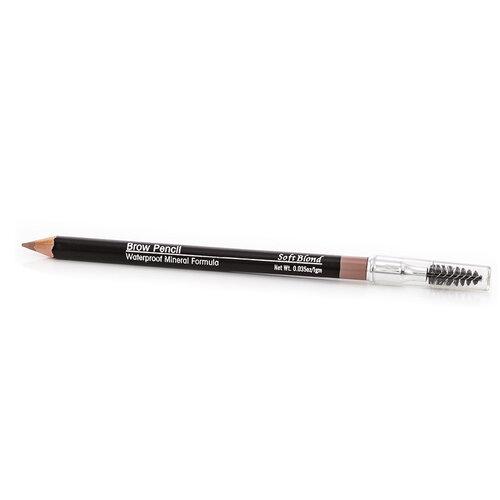 Mineral Brow Pencil with spoolie applicator, showcasing four shades for defining brows.