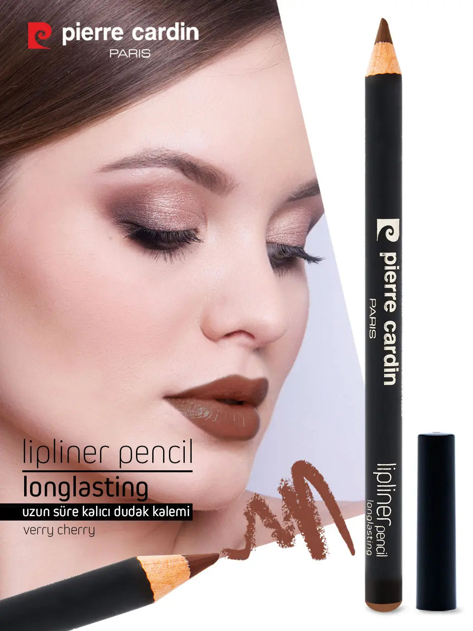 Miya Coffea Lipliner showcasing its rich color and smooth texture in a sleek pencil design.