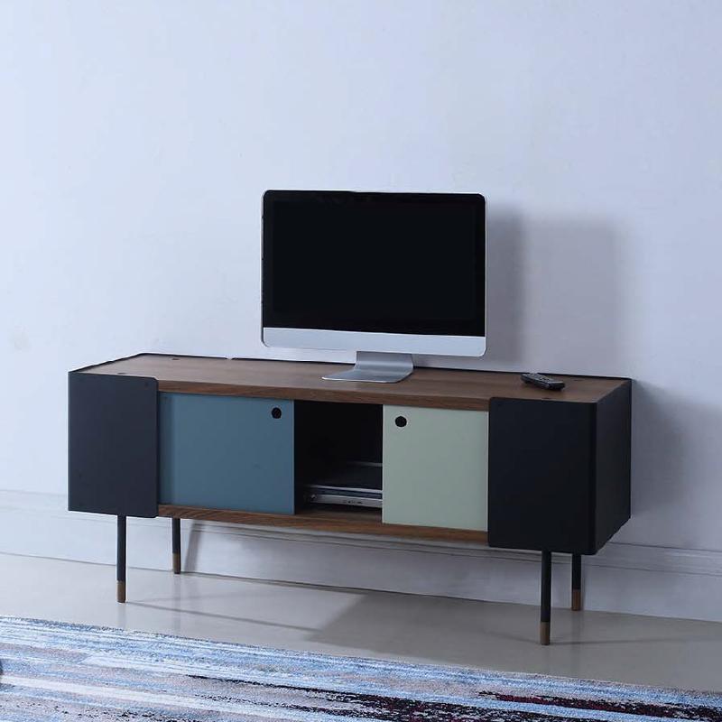 Mod Multi Color Low Chest or TV Stand featuring Scandinavian design, adjustable shelves, and vibrant finish, perfect for stylish storage.