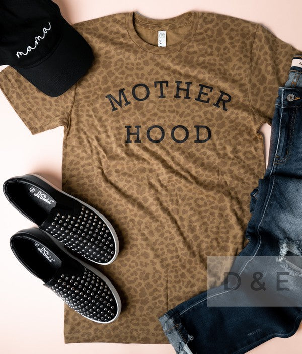 Motherhood Leopard Graphic Tee featuring a stylish leopard print design on a comfortable unisex fit shirt.