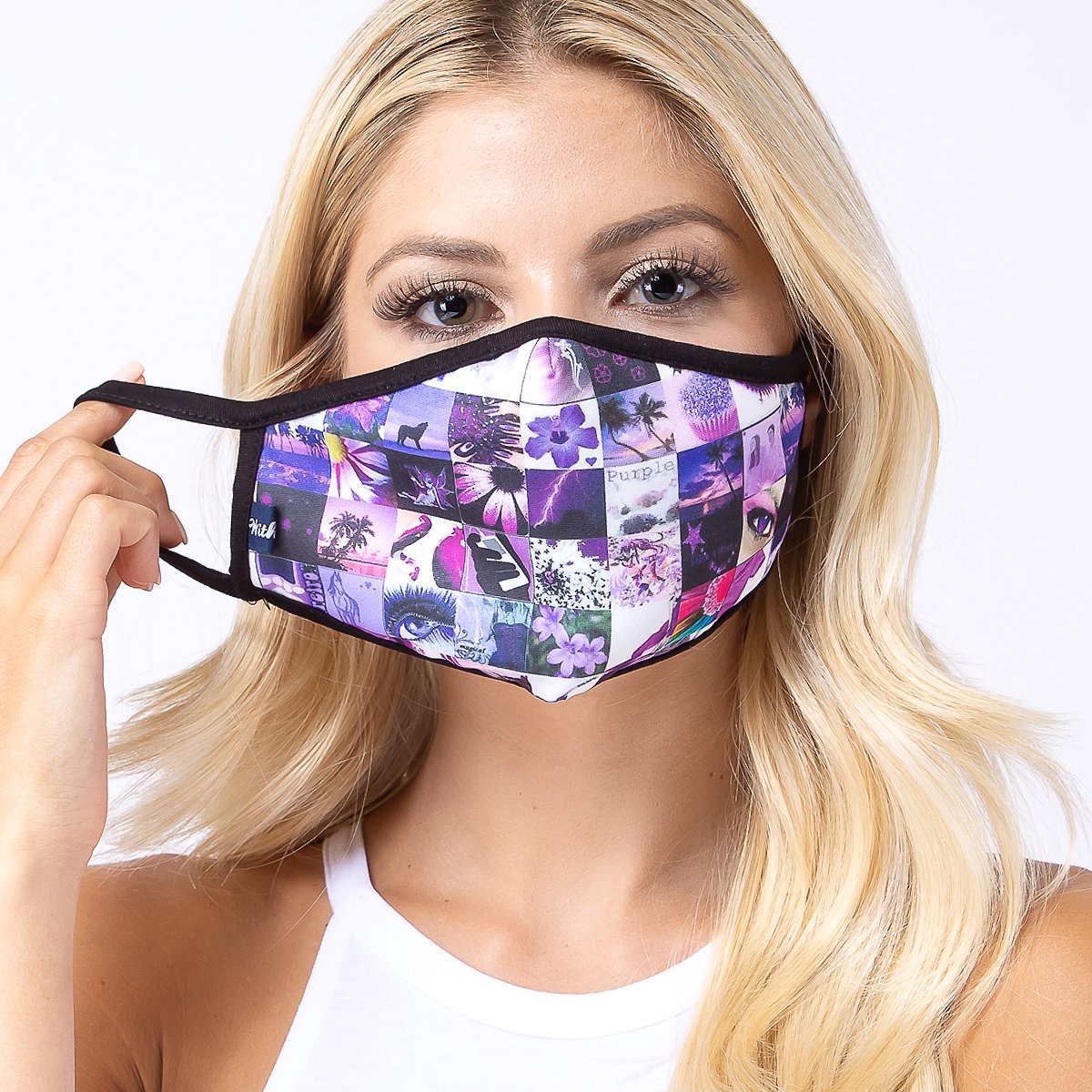 Multi Purpler 3-Layered Face Cover featuring a unique print design, made with polyester and cotton for comfort and protection.