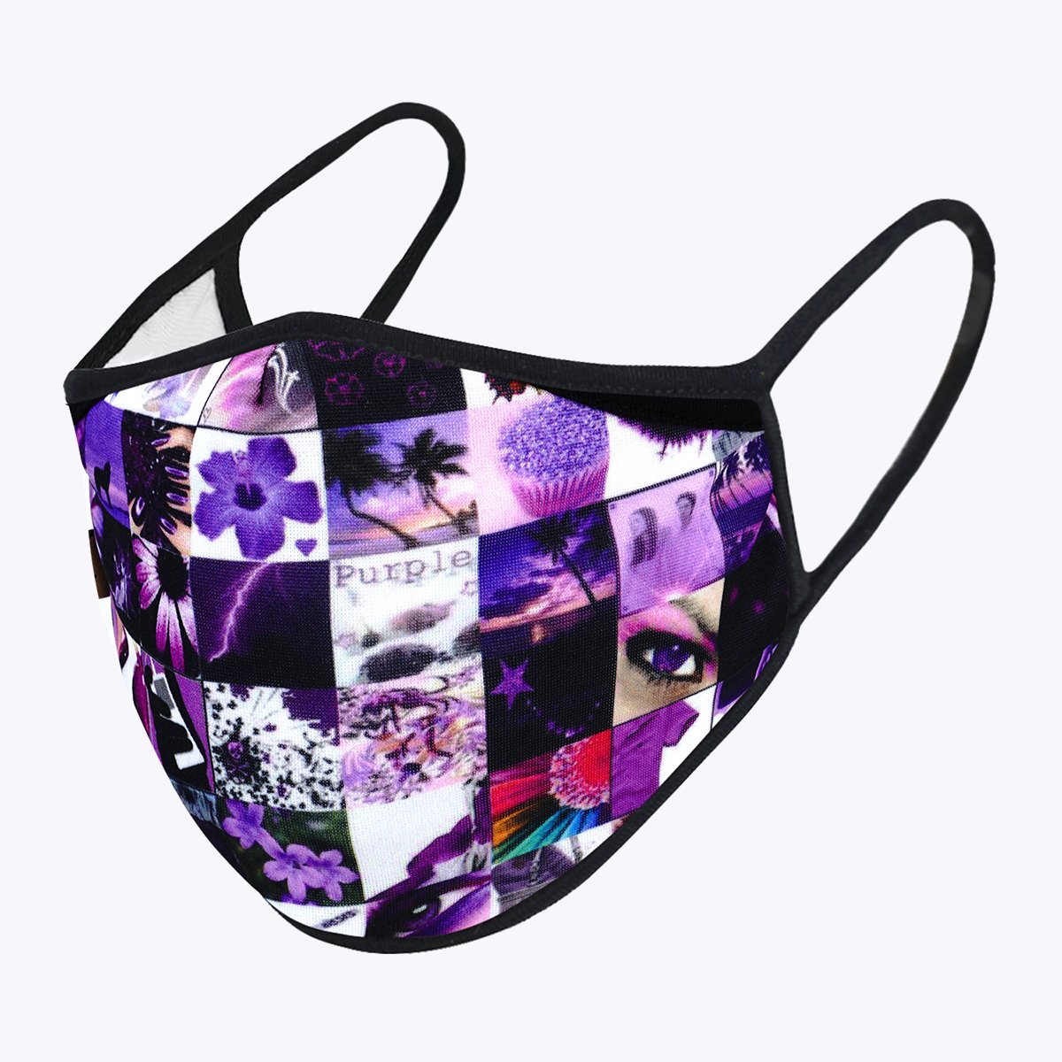 Multi Purpler 3-Layered Face Cover featuring a unique print design, made with polyester and cotton for comfort and protection.