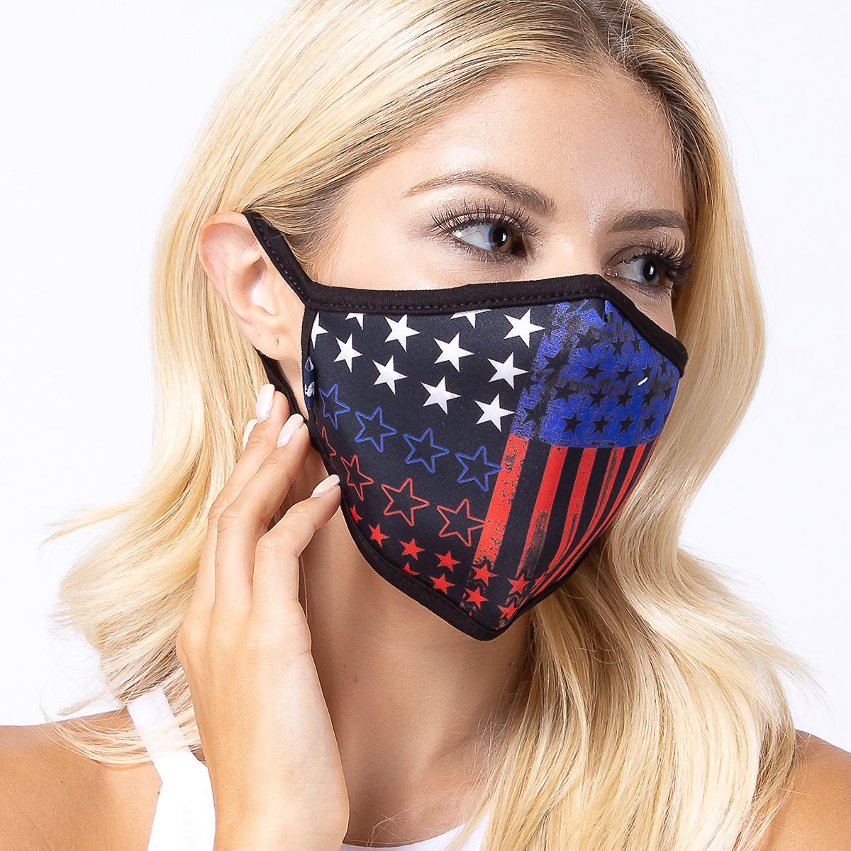 Multi USA 3-Layered Face Cover featuring a unique print design, made of polyester and cotton, suitable for unisex wear.