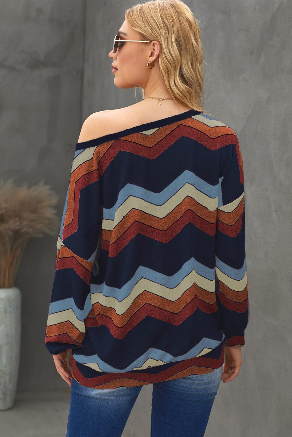 Multicolor Wave Stripes Sweatshirt featuring vibrant colors and a stylish design, perfect for autumn and winter wear.