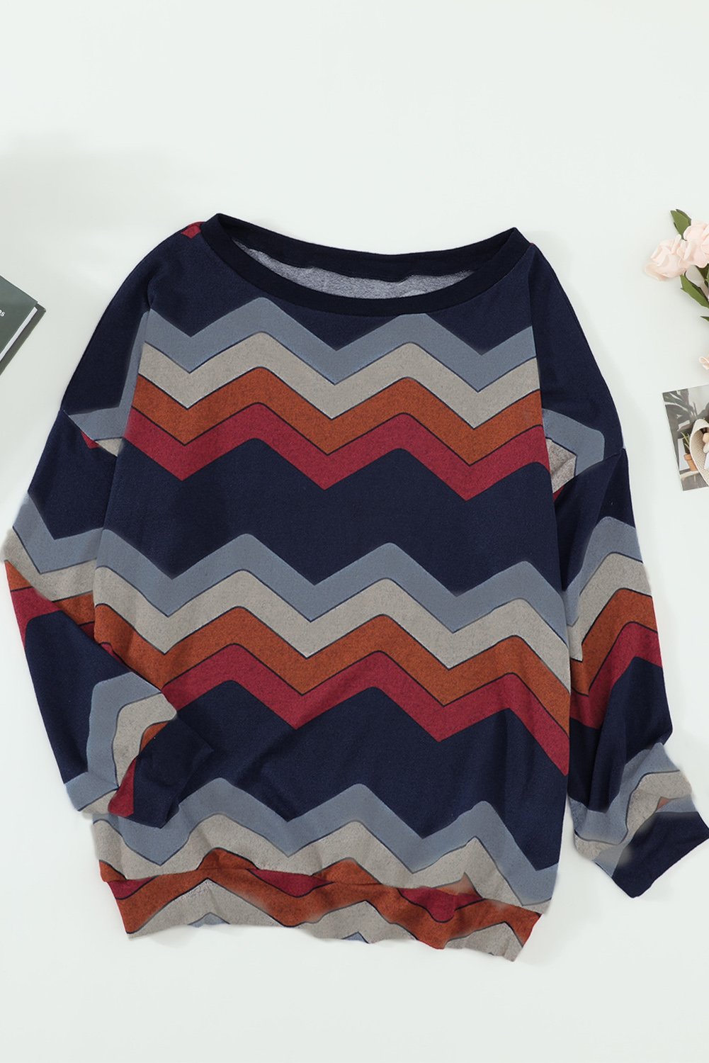 Multicolor Wave Stripes Sweatshirt featuring vibrant colors and a stylish design, perfect for autumn and winter wear.