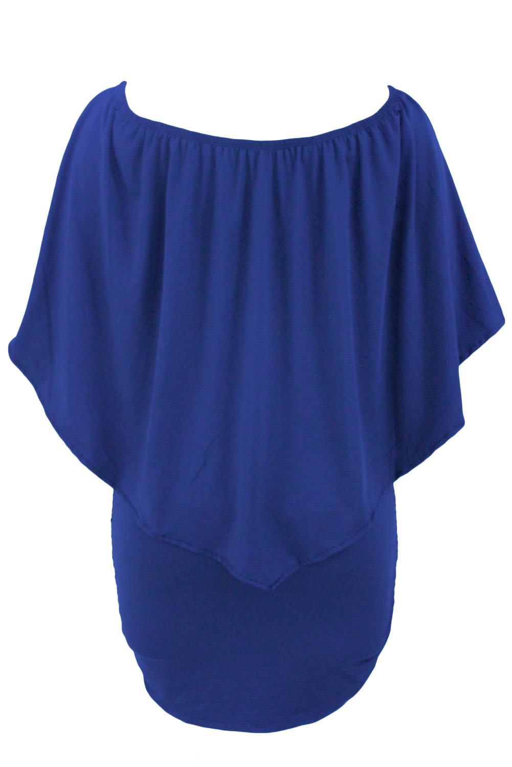 A stylish blue flounce mini dress featuring ruffle layers and an elastic neckline for versatile dressing options, perfect for clubbing and autumn outings.