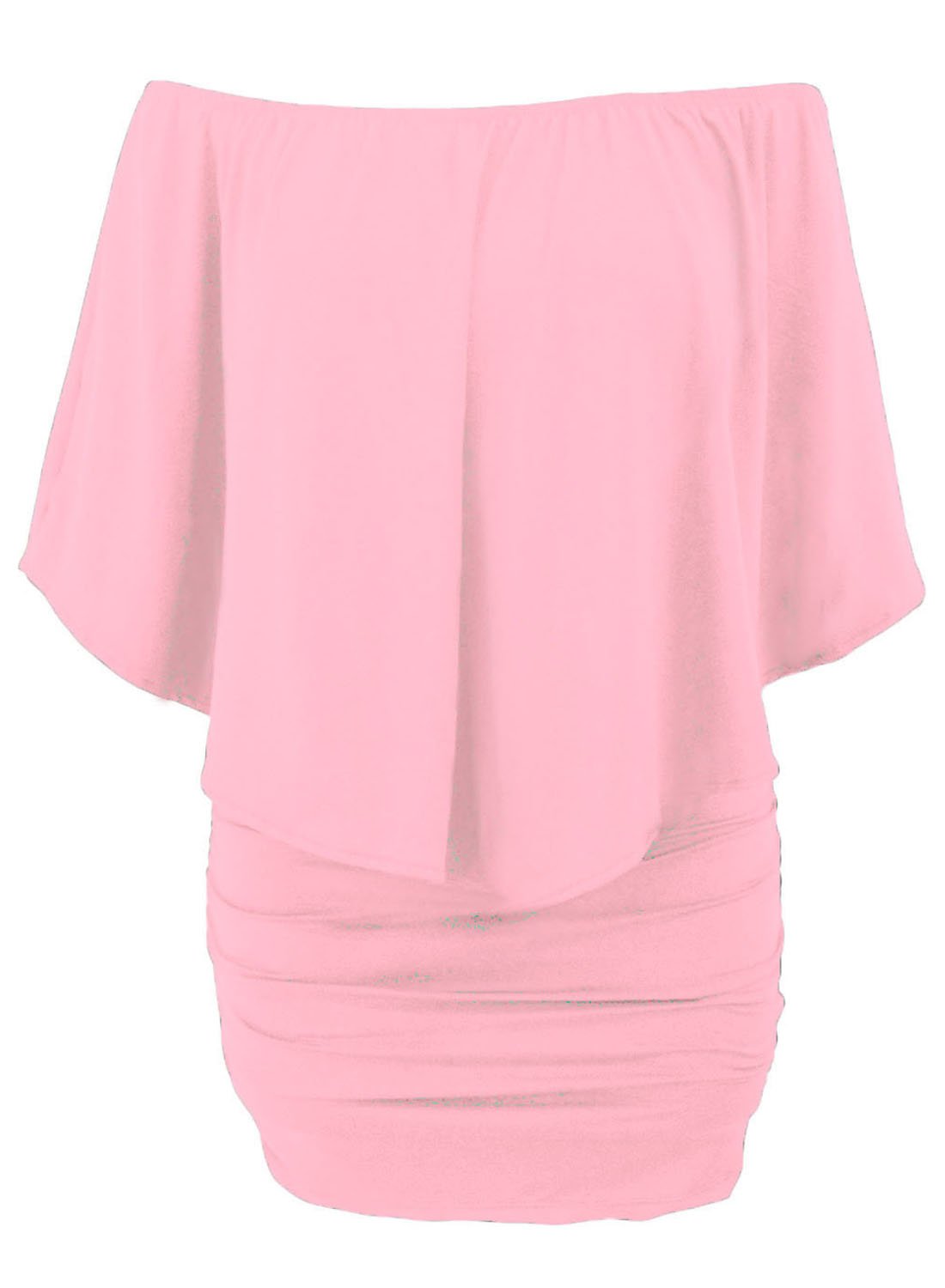 Multiple Dressing Flounced Pink Mini Dress showcasing ruffle-layer design and versatile neckline options, perfect for clubbing and autumn outings.