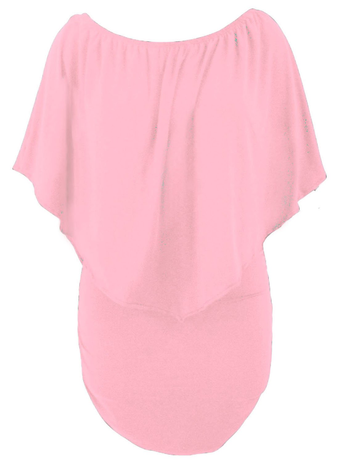 Multiple Dressing Flounced Pink Mini Dress showcasing ruffle-layer design and versatile neckline options, perfect for clubbing and autumn outings.