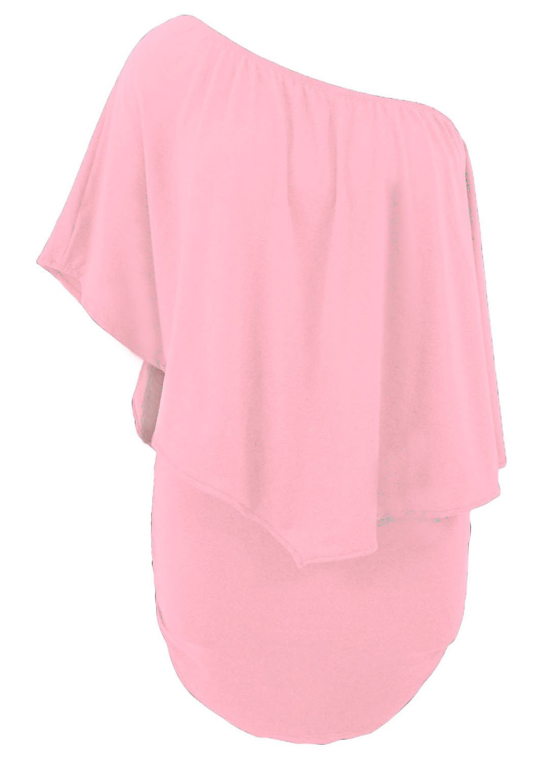 Multiple Dressing Flounced Pink Mini Dress showcasing ruffle-layer design and versatile neckline options, perfect for clubbing and autumn outings.